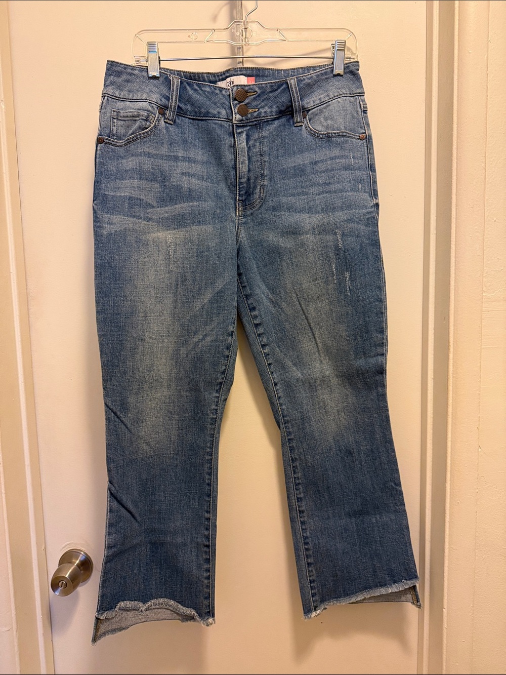 CAbi Women's Faded Blue Cropped Straight Jeans